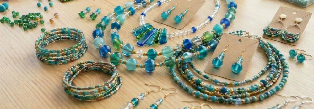 Different necklace design with glass beads